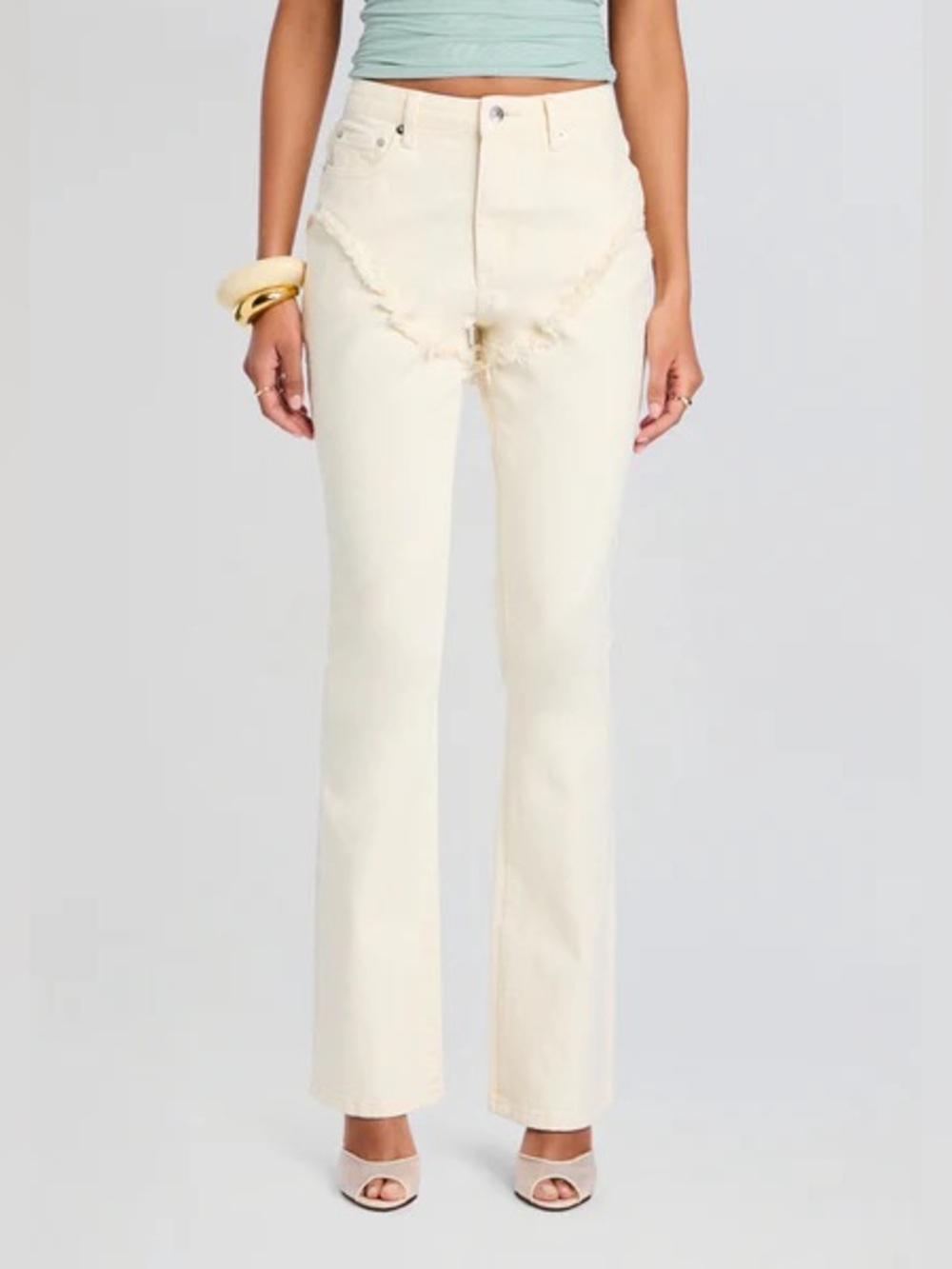 NWT SER.O.YA Dahlia Frayed Bootcut Jeans White Western Sz 27